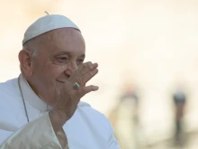 Pope Francis smiles during his general audience in St. Peter's Square Sept. 27, 2023.