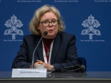 “As a woman, I’m not focused at all on the fact that I’m not a priest,” Renée Köhler-Ryan, one of 54 women delegates to the Synod on Synodality, said at a press briefing Oct. 17, 2023.