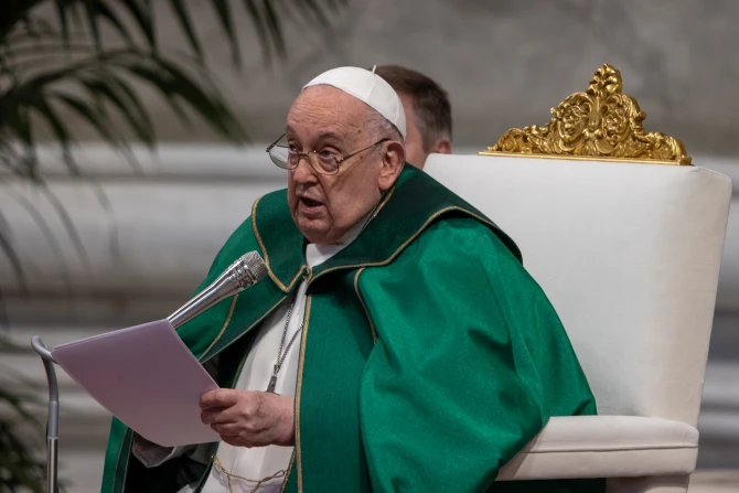 Pope Francis presides over Mass for the Sunday of the Word of God in St. Peter’s Basilica on Jan. 21, 2024.