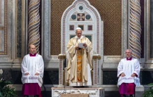 Pope Leo XIV addresses the faithful at the Basilica of St. John Lateran in Rome on Nov. 9, 2025. Credit: Daniel Ibáñez/CNA