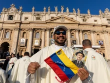 A Venezuelan priest who concelebrated the canonization Mass with Pope Leo XIV celebrates his country’s first saints in St. Peter’s Square on Oct. 19, 2025.