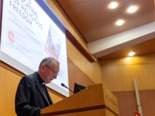 Cardinal Pietro Parolin speaks at the release of Aid to the Church in Need’s “Religious Freedom in the World Report 2025” at the Vatican on Oct. 21, 2025.