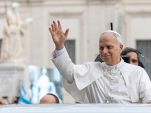 Pope Leo XIV greets pilgrims during his general audience in St. Peter’s Square at the Vatican, Wednesday, Oct. 22, 2025