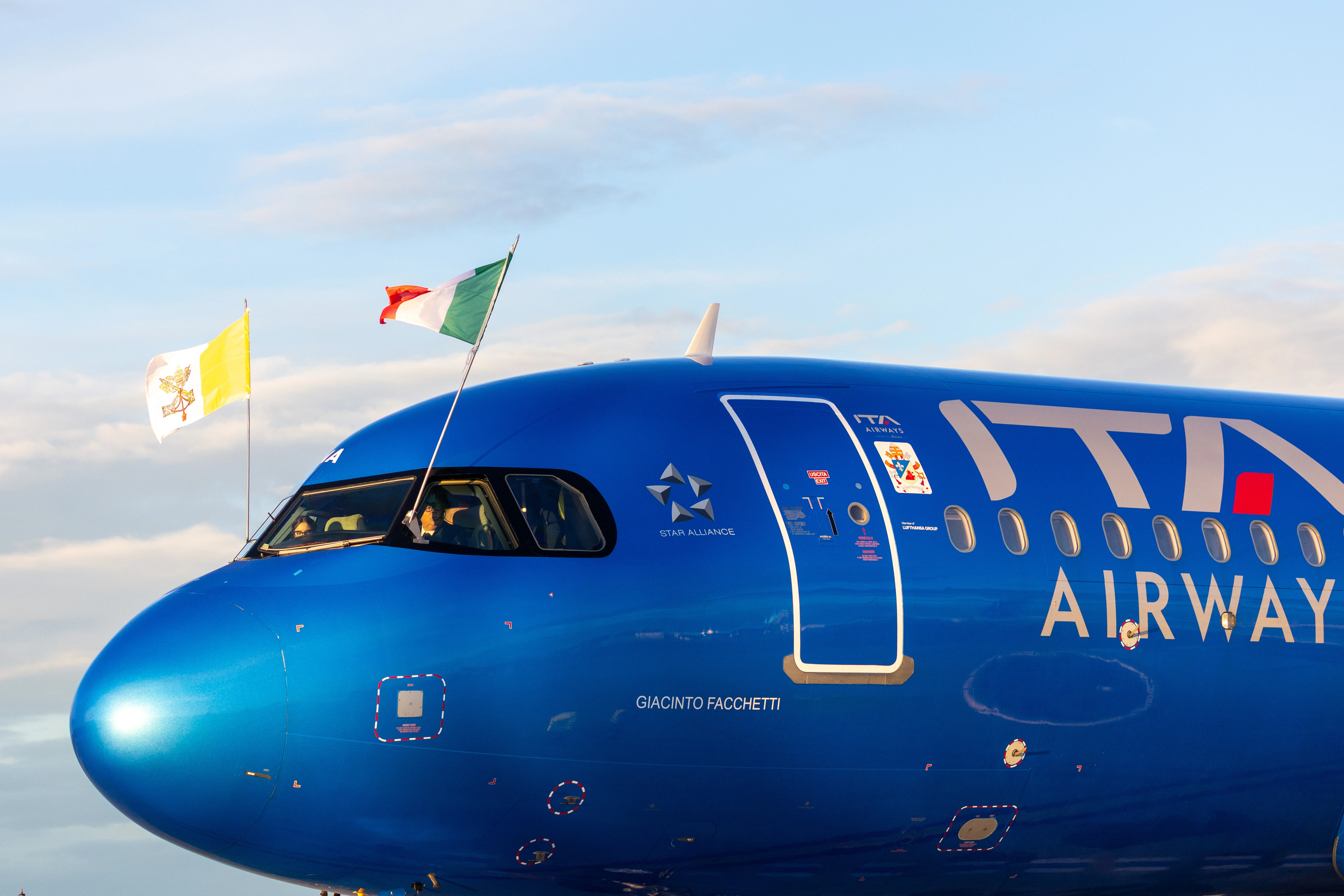 The flights for Pope Leo XIV's first apostolic journey are taking place aboard an ITA Airways Airbus A320neo, one of thousands of Airbus planes affected by a computer issue Nov. 30, 2025. | Credit: Daniel Ibanez/EWTN News.