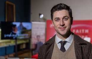 Catholic actor and director David Henrie speaks with EWTN News after the first episode of his new travel show, “Seeking Beauty,” premiered at the Vatican’s movie theater on Dec. 15, 2025. Credit: Daniel Ibanez/CNA