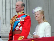 The Duke and Duchess of Kent stand on a balcony at Buckingham Palace during the annual Trooping the Colour Ceremony on June 15, 2013, in London.