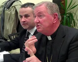 Bishop Joseph Duffy speaks at the Sunday afternoon press conference in Rome.?w=200&h=150
