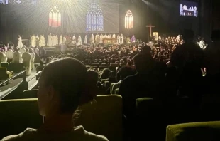 Thousands of young pilgrims gather for the closing Mass of the Australian Catholic Youth Festival at the Melbourne Convention and Exhibition Centre on Tuesday, Dec. 2, 2025. Credit: Theresa Wimmer