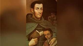 A painting of Franciscan missionary Pedro de Gante with Juan Diego, whom the friar baptized along with Diego’s wife in 1525.
