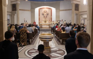 A view from the entrance of Christ the King Chapel during the solemn blessing Mass on Aug. 17, 2025. Credit: Photo courtesy of Franciscan University of Steubenville