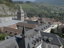 Aerial view of Saint-Maurice Abbey in the Valais region of Switzerland, Sept. 20, 2023.