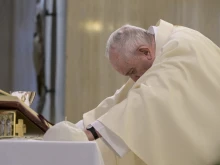 Pope Francis celebrates morning Mass at the Casa Santa Marta April 30, 2020. 