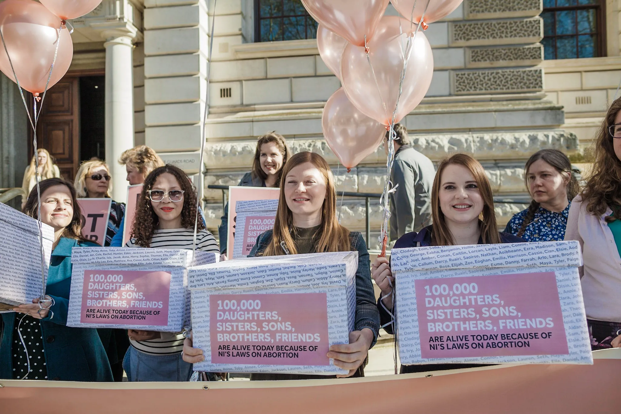 Participants in a women’s march on Westminster highlighting 100,000 alive today because of Northern Ireland’s abortion laws, Feb. 26, 2019. ?w=200&h=150