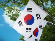 South Korean flags. 