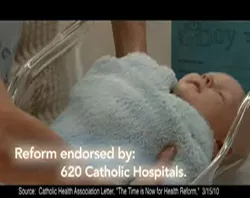 An image from the Catholics United TV ad in support of the Senate health care bill.?w=200&h=150