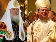 Orthodox Patriarch Kirill and Archbishop Paolo Pezzi.