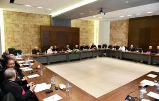 The Maronite bishops gather for their monthly meeting at the Patriarchal Summer Residence in Dimane, Lebanon, where they issued a statement that Lebanon must seize available regional and international opportunities to restore full sovereignty over its territory and unite around constitutional institutions. Credit: Maronite Patriarchate