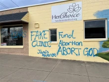 The Bowling Green Pregnancy Center in Bowling Green, Ohio, was vandalized in a “Jane’s Revenge” graffiti attack on April 15, 2023.