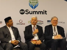 Former assistant secretary of state Robert Destro discusses the need for religious freedom. Pictured from left,  Imam Talib Shareef of the Nation’s Mosque; Destro; and Cole Durham of the International Center for Law and Religion Studies at Brigham Young University Law School. Peter Pinedo/CNA