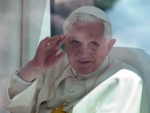 Pope Benedict XVI during his arrival in the Lisbon airport on May 11, 2010