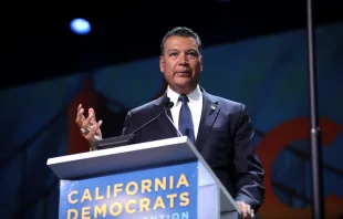Alex Padilla, who has been designated to fill California's vacant US Senate seat, speaks at the 2019 state Democratic Convention. Credit: Gage Skidmore via Flickr (CC BY-SA 2.0). 