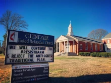 A pro-LGBTQ message on a Methodist church in Nashville, Tennessee.