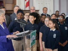 Alabama Gov. Kay Ivey held a news conference to sign school choice legislation on March 7, 2024, in Montgomery, Alabama.