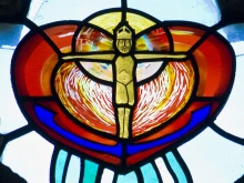 Detail from a window in St Nicholas' Cathedral, Newcastle, England