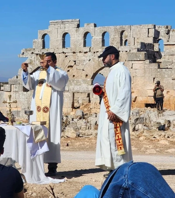 Father Ghandi Mahanna, who led the liturgy at the ancient shrine, reminded worshippers that “the true presence of God is found in every human heart,” urging them to live faith through love. Credit: Maronite Scouts Group
