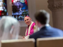 Bishop Mario Eduardo Dorsonville, 1960-2024, officiating at the wedding of Steve and Courteney Simchak in 2019.