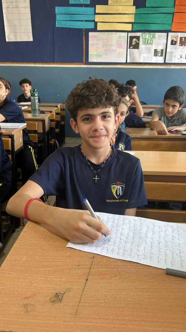 Student Makarios Osta shared a "wishlist" with the pope in his letter. Credit: Noelle El Hajj
