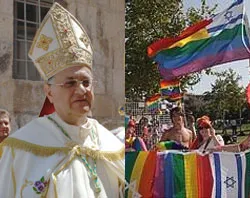 Patriarch Fouad Twal and participants in Jerusalem's gay pride parade.?w=200&h=150