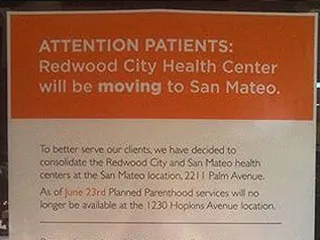 An announcement that was displayed when PPGG closed its Redwood City clinic. Photo: CalCatholic Daily.?w=200&h=150
