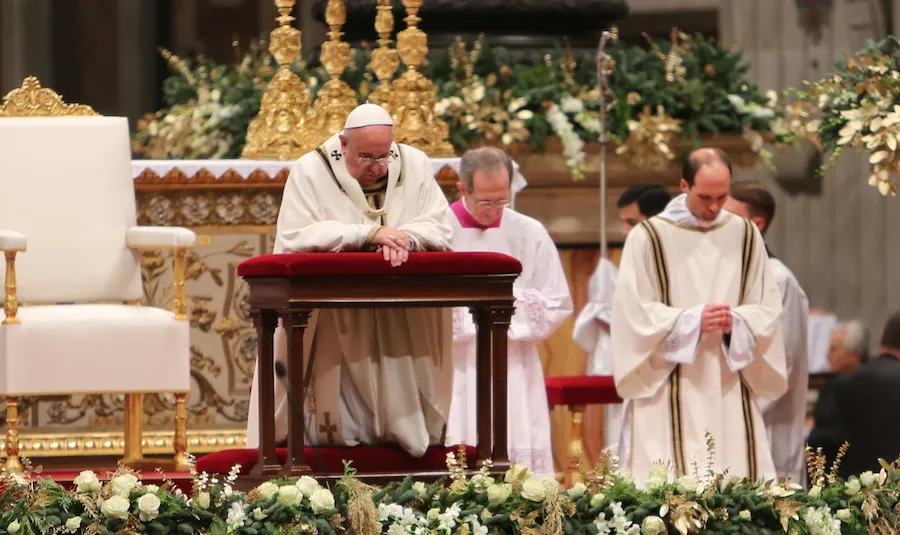 Pope Francis at Christmas Mass at St. Peter's Basilica the evening of Dec. 24, 2014. ?w=200&h=150