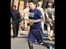Archdiocese for the Military Services assistant development director Matthew Lockwood runs in Marine Corps Marathon, Oct. 27, 2013. 
