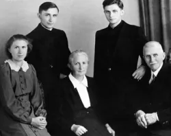 A 1951 family photo with (L to R) Maria, Georg, Maria (mother), Joseph and Joseph Ratzinger, Sr. Photos courtesy of Ignatius Press?w=200&h=150