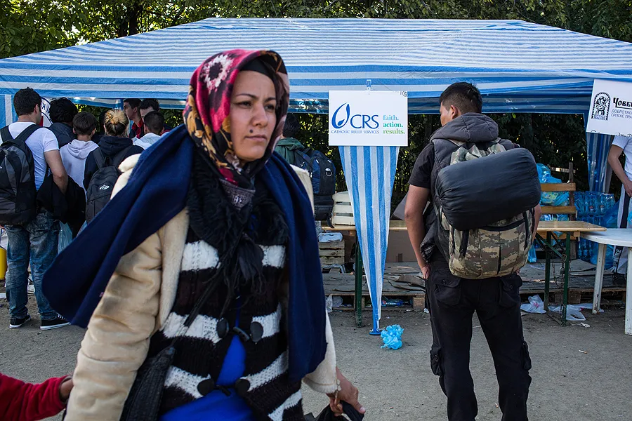 A CRS tent aiding refugees and migrants in Europe. ?w=200&h=150