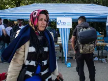 A CRS tent aiding refugees and migrants in Europe. 
