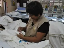 A Fraterna making a vestment for the Pope's visit to Cuba. Courtesy of the Fraterna's Marian Community of Reconciliation