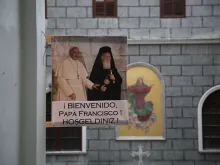A banner welcoming Pope Francis hangs in Isranbul on Nov. 26, 2014 ahead of his arrival. 