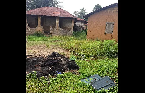 A burned mattress upon which an Ebola patient had laid during his illness in a West African village during the 2014 Ebola outbreak. ?w=200&h=150