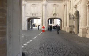 A cardinals walks through Vatican City after a consistory held Nov. 4, 2012.   Lewis Ashton Glancy/CNA.