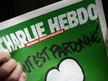A copy of Charlie Hebdo magazine from a French bookstore in London, Jan. 16, 2015. 
