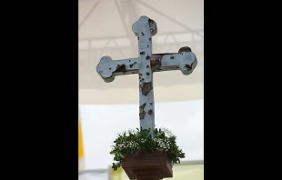 A cross in Sarajevo's Kosevo stadium, June 5, 2015.   Andreas Duren/CNA.