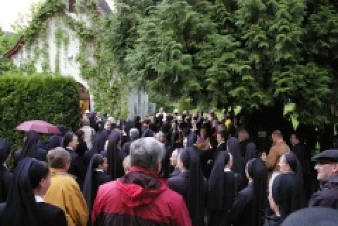A crowd gathers outside of the original Schoenstatt shrine in May 23 2013 Courtesy of Schonstatt Movement CNA