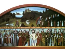A depiction of the Fourteen Holy Helpers from Bavaria, 19th century, restored by Alois Liebwein. Public domain.