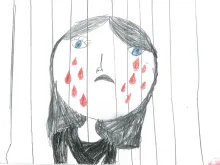 A drawing by a young child in immigration detention for the National Inquiry into Children in Immigration Detention 2014. 