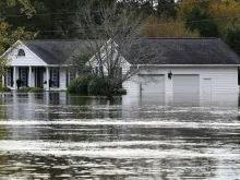 A home is seen inundated with water caused by Hurricane Florence as it passed throught the area Sept. 18, 2018, in Linden, N.C. 
