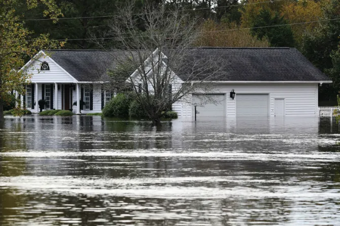 A home is seen inundated with water caused by Hurricane Florence as it passed throught the area Sept 18 2018 in Linden NC Credit Joe Raedle Getty Images CNA