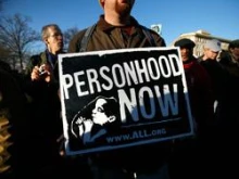 A man carries a pro-life sign at the annual 'March for Life' event in Washington, D.C. 